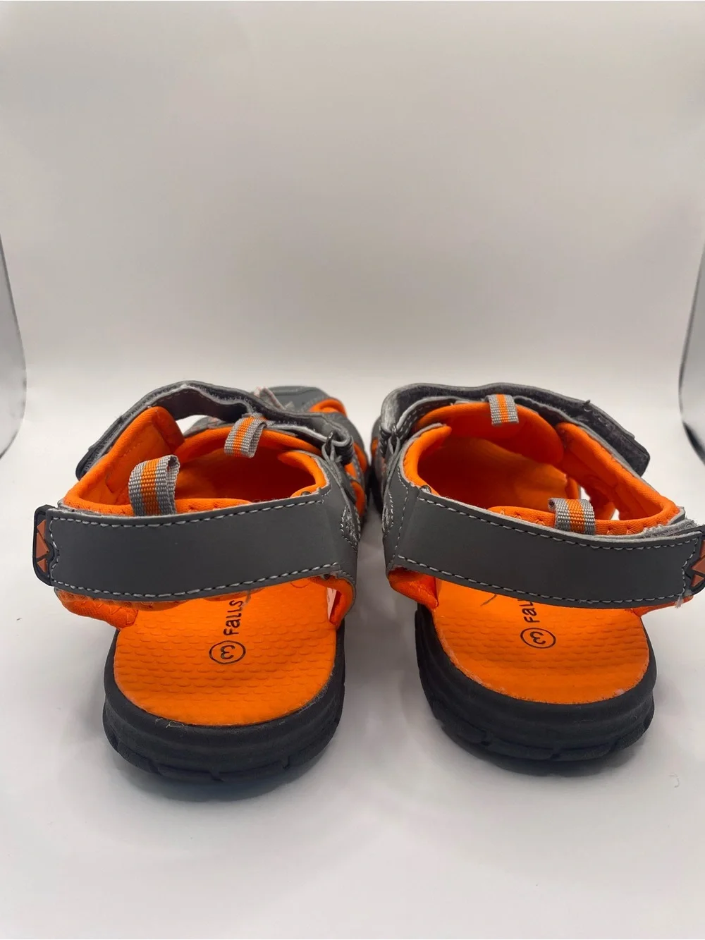 Falls Creek Gray and Orange Kids Active Hook-and-Loop Sandals